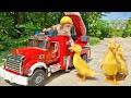 BoBo Monkey meet shark with The Floor is Lava and Rescue ducklings at summer pool | Animals Smart HT