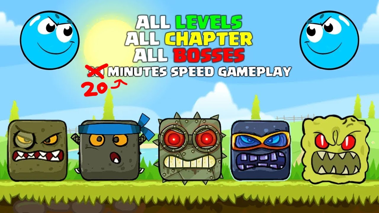 Funny Blue Ball Adventure - All Levels - All Volumes - All Bosses - 20 Minutes Speed Gameplay