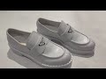 PRADA White Brushed leather loafers Unboxing