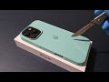 iPhone 16 Pro Max with a Silicon Case Mint Green - ASMR