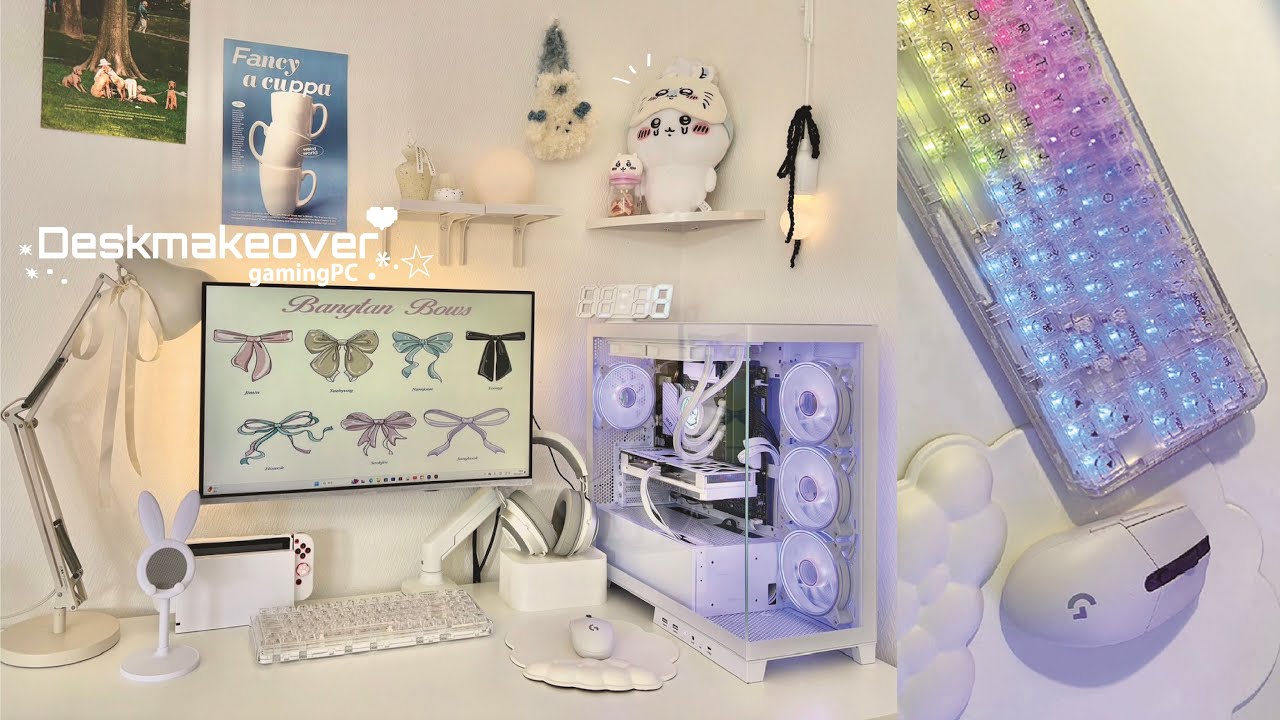 【gamevlog(KRN】白ゲームデスク部屋作り🎮🪽stormデーミングPCのsetup,ガジェット開封⟡.·,deskmakeover🤍