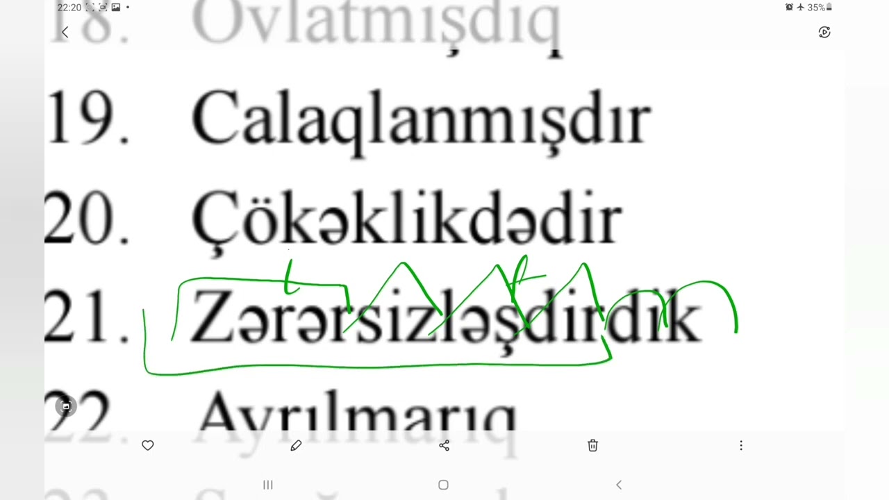 Sözləri kök və şəkilçiyə ayırmaya aid nümunələr
