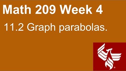 08 Math 209 Week 4 Section 11.2 Graph parabolas