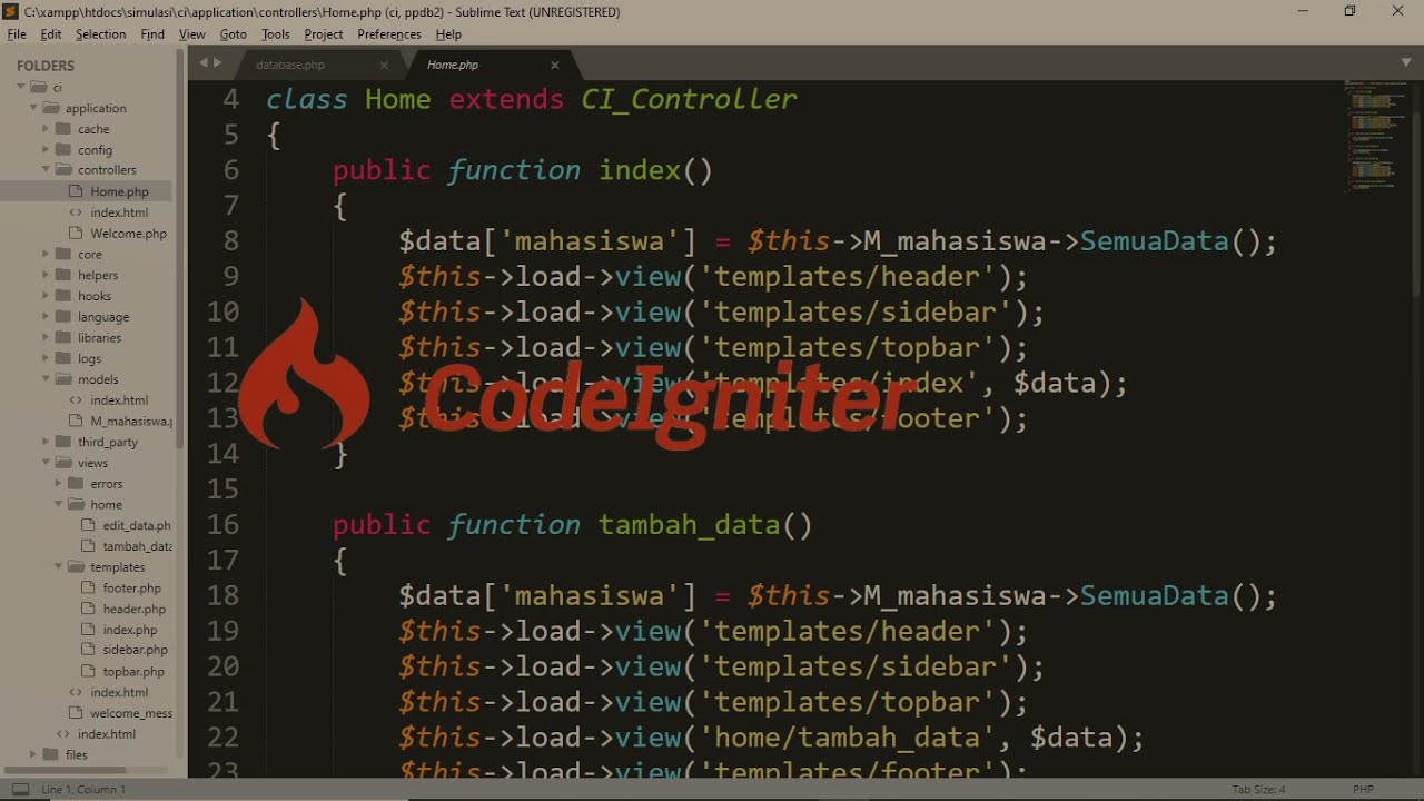 #4 Cara Menampilkan data dari Database ke Framework codeigniter 3 - YouTube