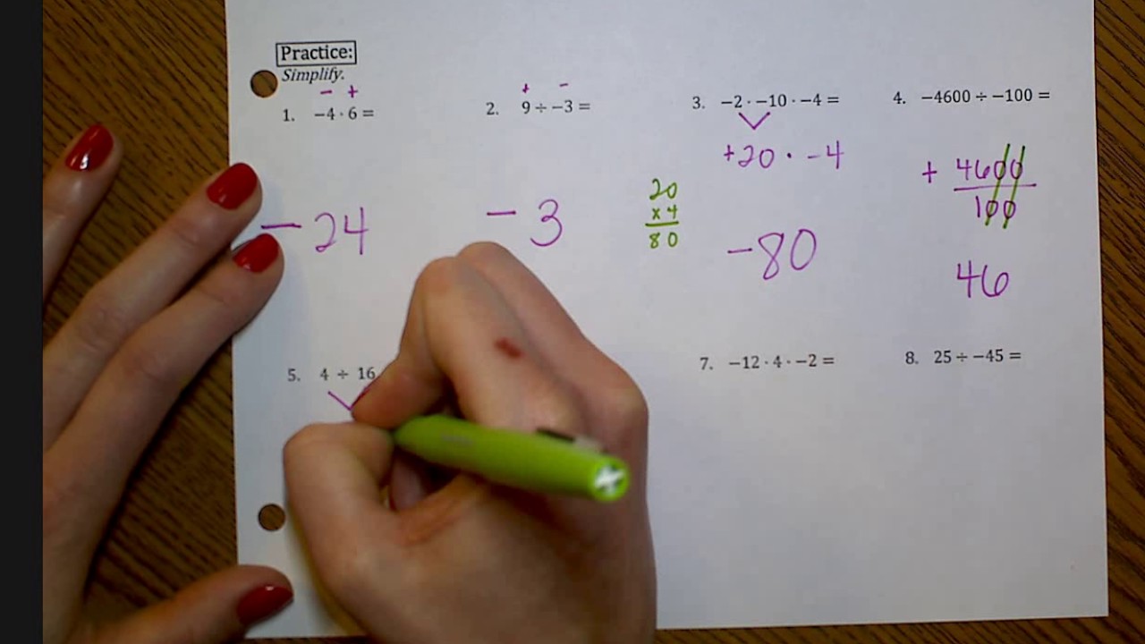Multiplying & Dividing Integers - YouTube