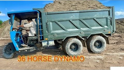 Great 3 wheel truck | xe công nông khủng phanh hơi máy 40 chở 3,5 khối cát bốc đầu | Máy xúc bự múc
