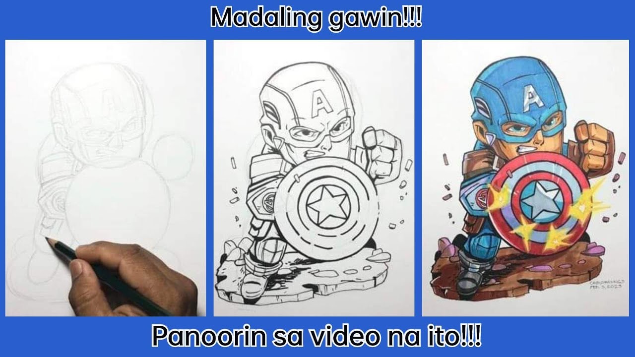 How to draw Captain America: Avengers | Timelapse CHIBI DRAWINGS