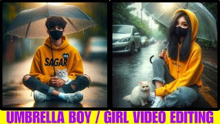Umbrella Boy Girl T-Shirt Name Video Editing | Instagram Trending Umbrella Boy Ai Photo Editing screenshot 3