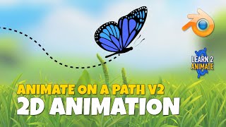 How to animate an object on a path and secondary motion, Blender 2D 2.93 Grease Pencil