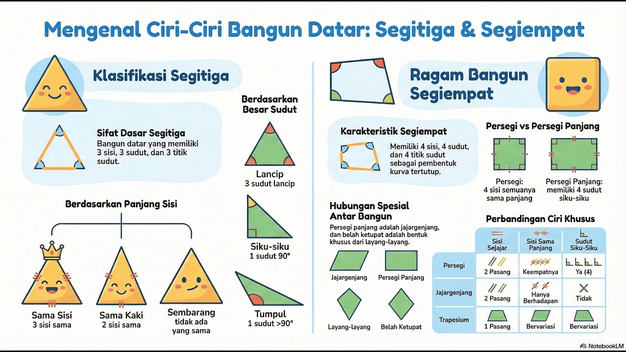 Bangun Datar : Ciri Ciri Bangun Datar | Materi Matematika