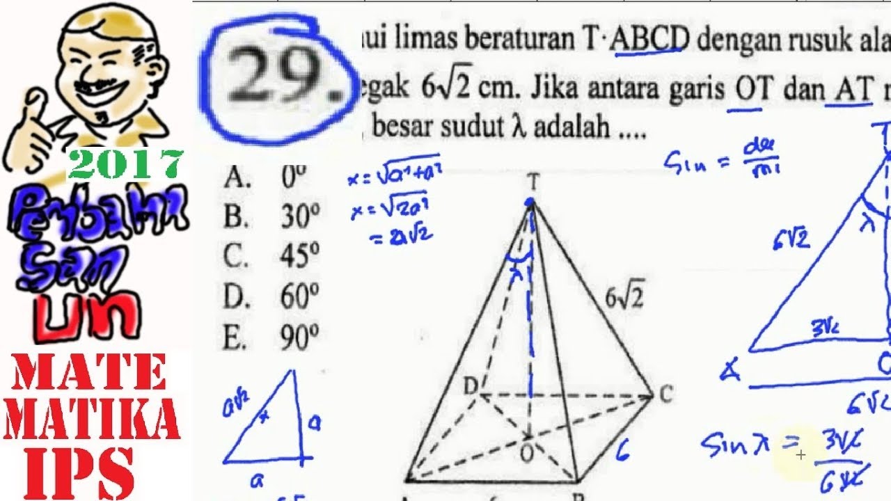 Un Sma 2017 Matematika Ips Pembahasan No 29 Dimensi 3 Sudut