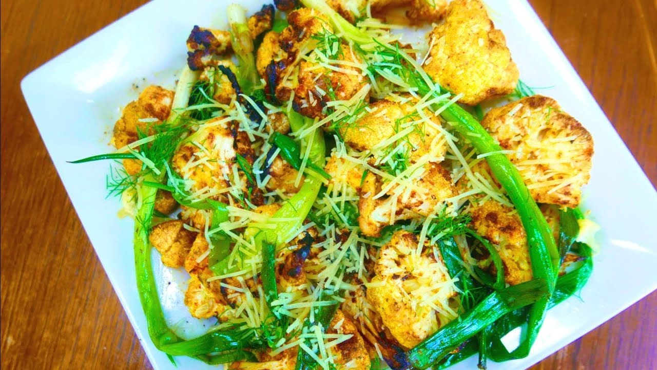 Grilled Cauliflower Recipe with Scallions and Parmesan Cheese YouTube