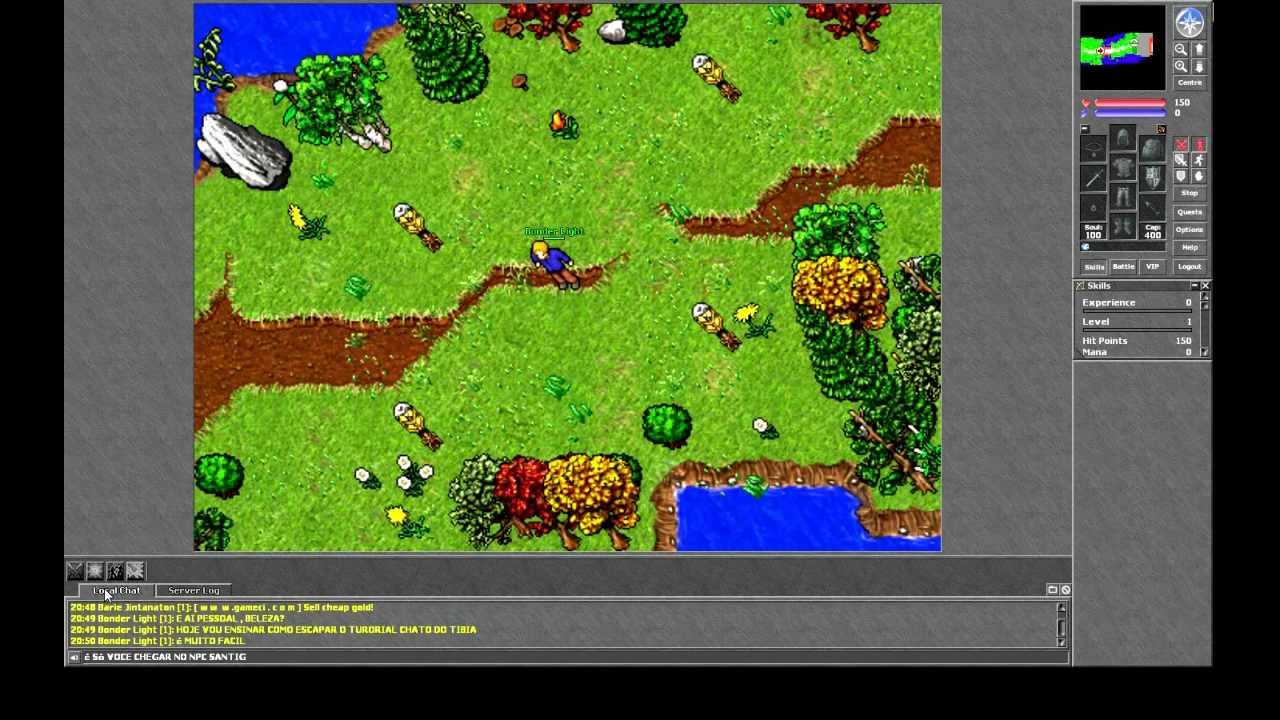 Como escapar do tutorial de rookgard - Tibia - YouTube