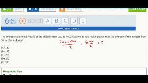 The average (arithmetic mean) of the integers from 200 to 400, inclusive, is how much greater than..