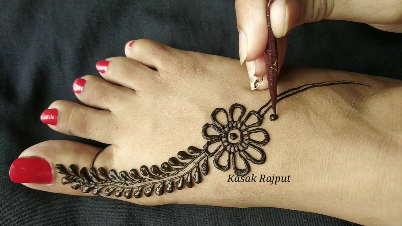 Most beautiful feet mehndi design for beginners | Easy leg mehndi ...