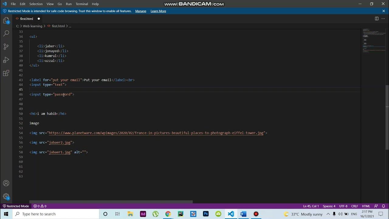 How to Write HTML tag(Button, Input, Span, Div.) in visual studio code ...