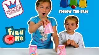 3 CUPS INTERACTIVE GAME, FOLLOW THE BALL