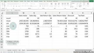 How to get numerical data statistics summary using python formula in excel