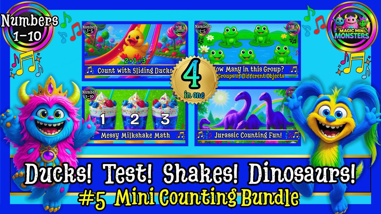 #5 Mini Counting Bundle | Ducks! Test! Shakes! Dinosaurs! | Magic Mini Monsters | 