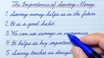 10 Lines on the Importance of Saving Money In English Cursive Writing | Cursive Handwriting Practice
