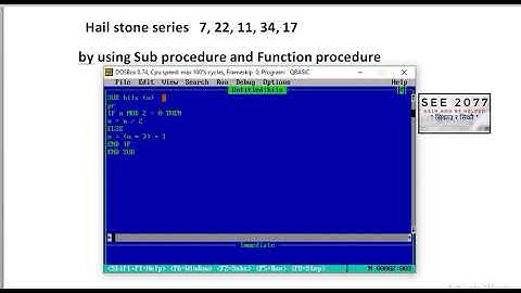 Hail stone series  by using Sub procedure and Function procedure