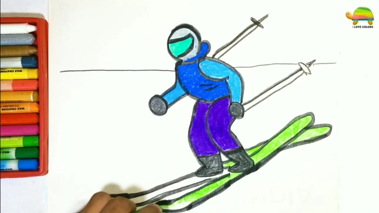 Music + Drawing of Skiing - Art for Kids