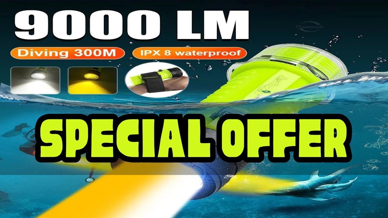 9000LM Professional Hunting Scuba Diving Flashlight Torch XHP120 LED Dive LED Light Type-c Recharge