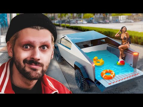 Pool In The Back of a Tesla Cybertruck!