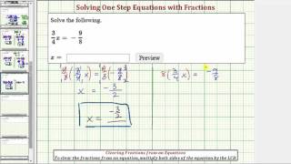 Ex: Solve a One Step Equation by Multiplying by Reciprocal (a/b)x=-c/d