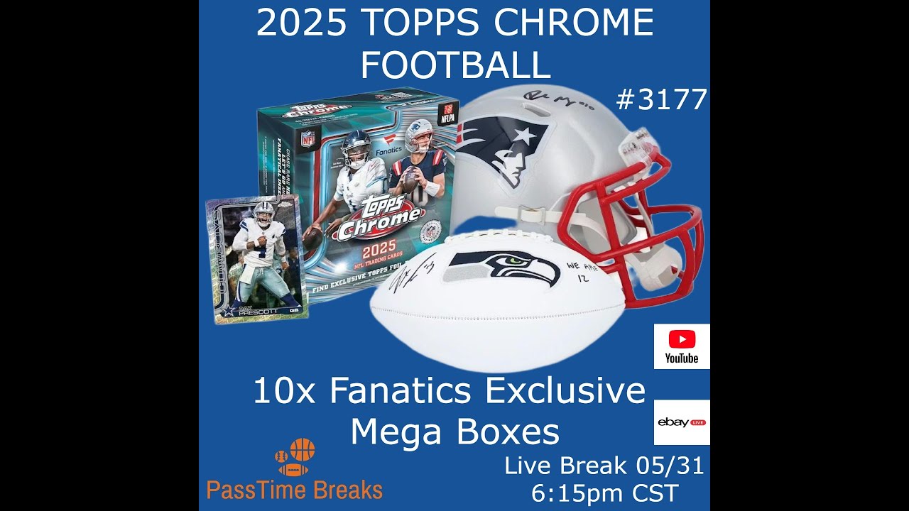 05/31 - 2025 TOPPS CHROME FOOTBALL - 10x Fanatics Mega Box - HALF