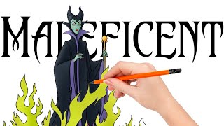 How to draw Maleficent in the fire
