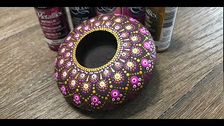 How to paint a Dot mandala on a molded tea light holder by The Happy Dotting Company - 299