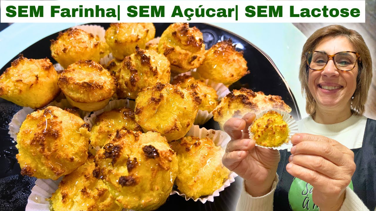 SÓ 3 INGREDIENTES — Bolinhos de Côco 🥥 Um Docinho Super SAUDÁVEL, qualquer pessoa pode comer!
