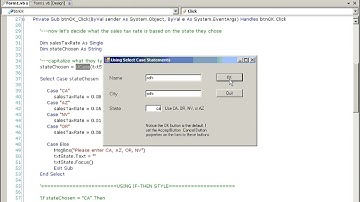 Video #16 VB Lesson 4: Decision Structures "Select Case Statements"