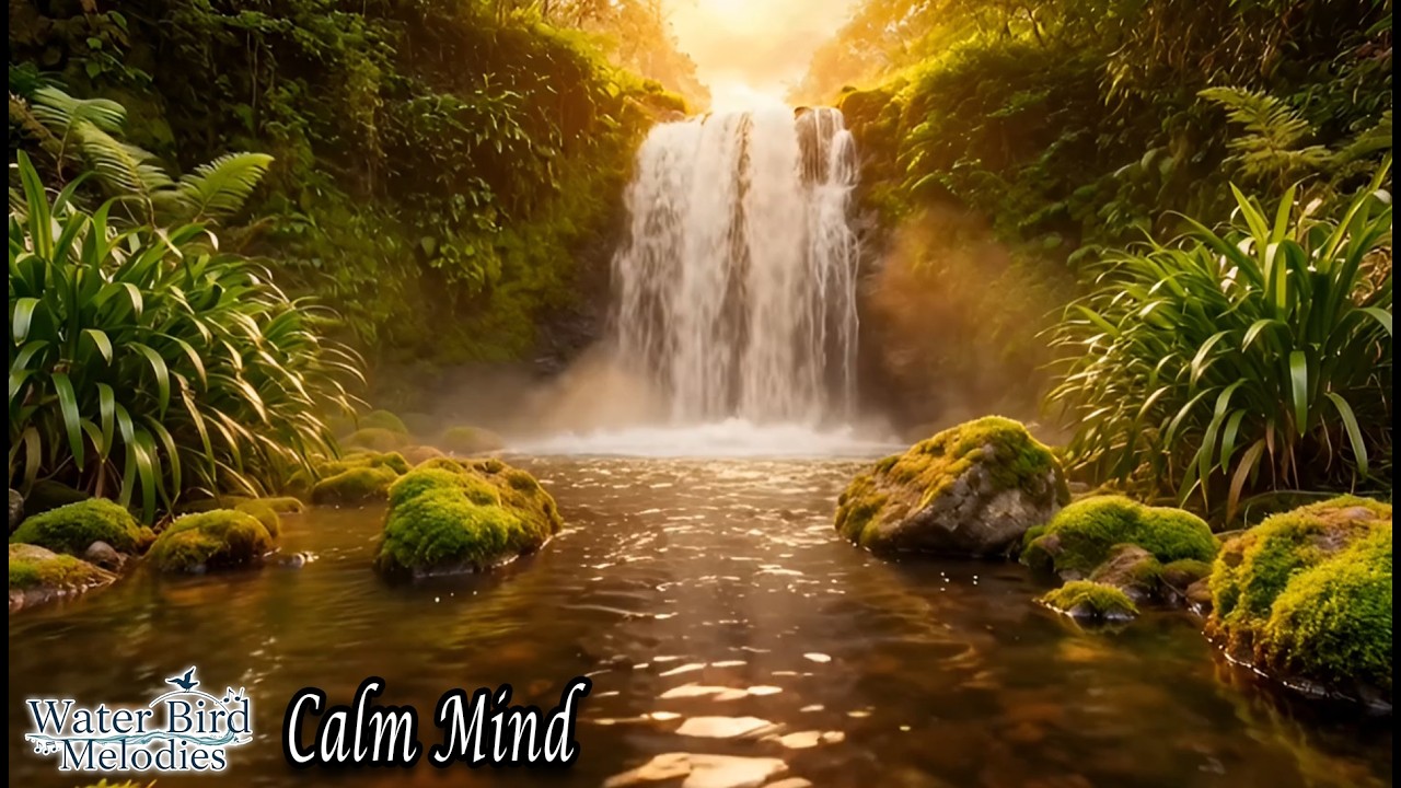 Golden Forest Waterfall Sounds 🌊 Calm Music for Sleep & Stress Relief