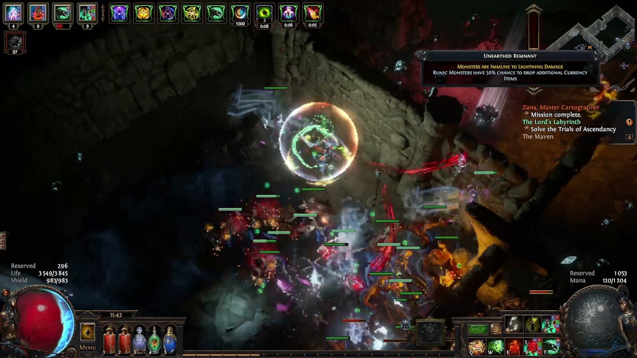 2021 11 09 POE T16 Tanky FINAL BUILD Witch Maze Map Deathless Run