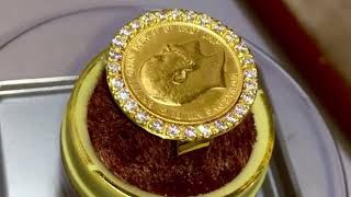 Today made this 17.500_Gram (Year_1903 Gold Coin) Ring♥️? Studded with American Diamond.