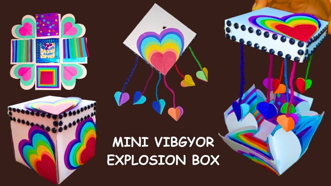 Beautiful Unique Mini VIBGYOR Theme Explosion Box With Mini Cards