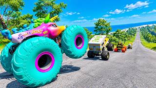 Big vs Small Monster Truck Jumps and Crashes in Downhill #145 | MT FreePlay screenshot 2