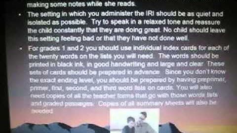 Special Education - Informal Reading Inventory