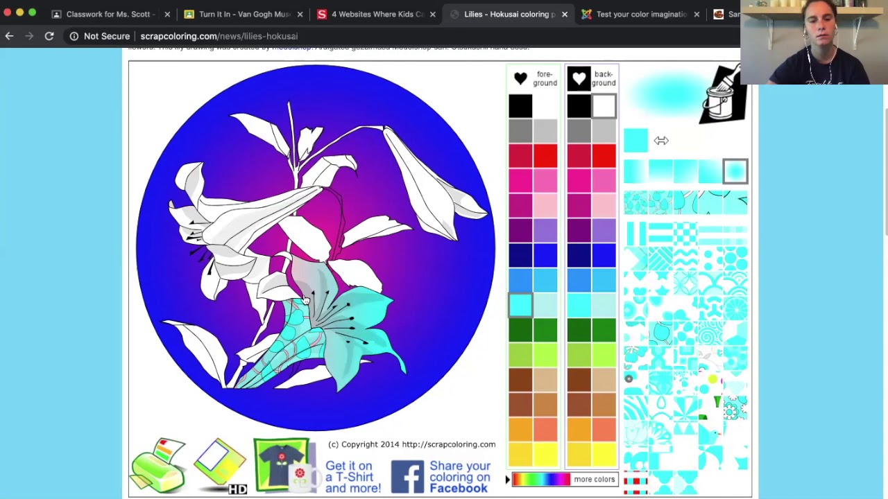 Coloring page Virtual lesson - YouTube