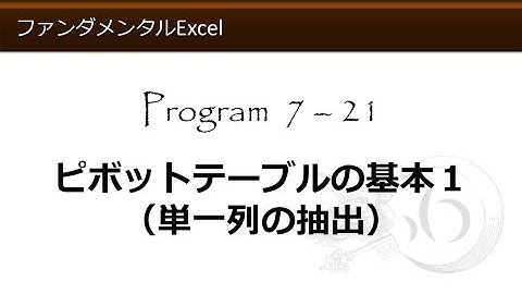 ファンダメンタルExcel 7-21 ピボットテーブルの基本１（単一列の抽出）【わえなび】 （ファンダメンタルExcel Program7 データベース）