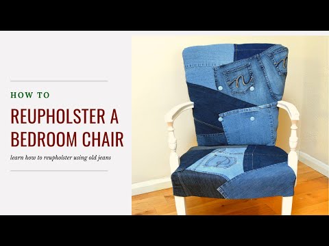 DIY Bedroom Chair - use old jeans for reupholstery