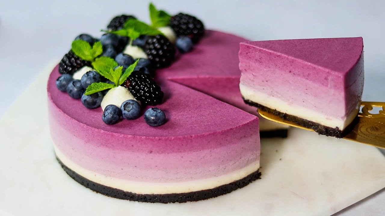 ブルーベリーのレアチーズケーキ No Bake Blueberry Cheesecake Youtube