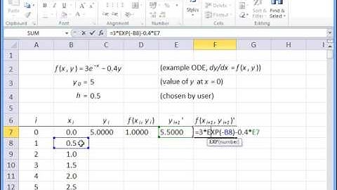 Implementing a 2nd order Runge-Kutta method in Excel