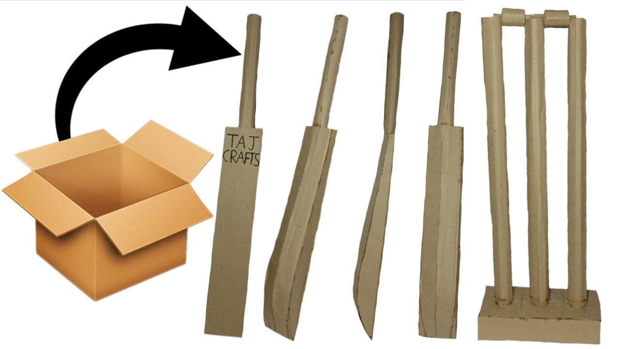 How to make cricket bat and stump | How to make cricket bat | How to make cricket stump | cardboard
