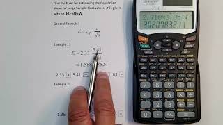 Find the Error for Estimating Population Mean where (Standard Deviation is Given) on a Sharp EL-506W