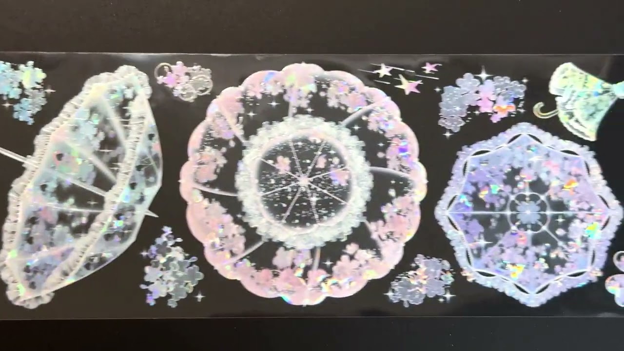 霧中星】一傘花影半城夢-PET貝殻光 - 沼のオアシス 海外マステのカット
