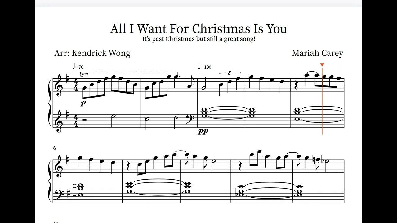 All I Want For Christmas Is You Piano Sheet Music YouTube