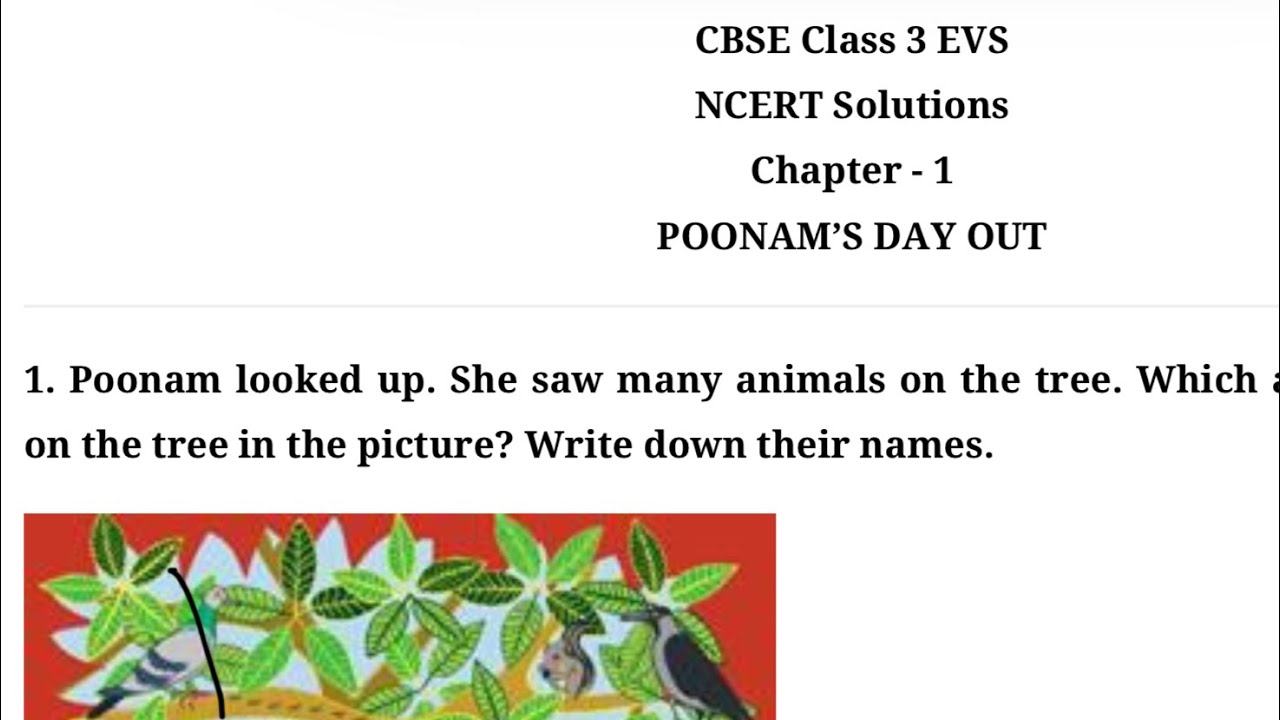 Class 3, EVS chapter 1 Poonam’s day out question answer solution with ...